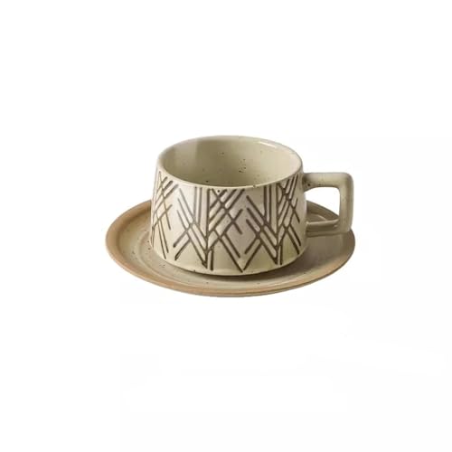 Tasse en céramique pour la Maison style rétro avec soucoupe artisanale