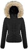 BodiLove Women's Warm Winter Quilted Puffer Short Coat High Collar Jacket with Removable Faux Fur Hood