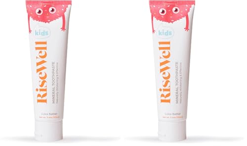 Image of RiseWell Kids Mineral Toothpaste - Kids Hydroxyapatite Toothpaste - Made by Dentists, Safe to Swallow, No Added Fluoride and All Natural - Cake Batter Flavor, 3.4 Oz (Pack of 2)
