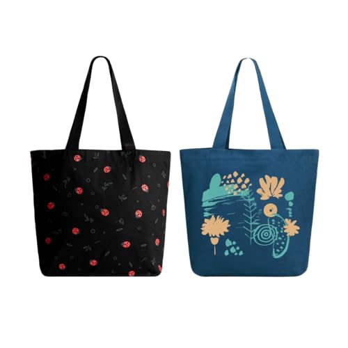 Eco Right Large Canvas Tote Bag for Women, Tote Handbags for Women with Zipper & Inner Pocket for College, Shopping, Office