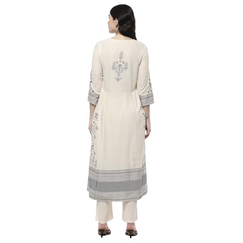 Image of BIBA Women Cotton Gathered Printed Suit Set