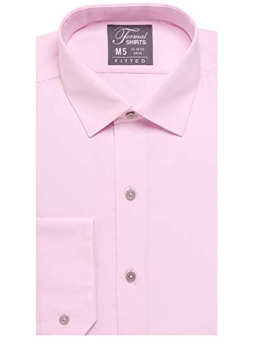 Luxe Microfiber Men’s Fitted Spread Collar Dress Shirt - Style Jesse Pink #TOP1