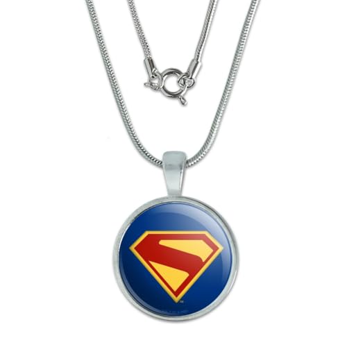 Graphics & More Superman Logo Pendant with Sterling Silver Plating Chain