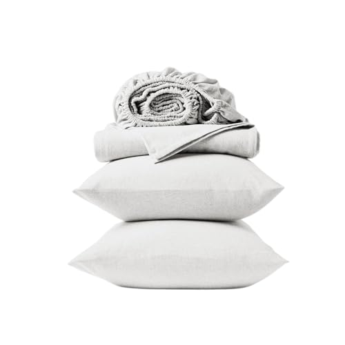 Coyuchi Cloud Brushed Organic Flannel Sheet Set, Alpine White (Twin)