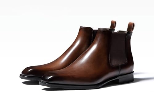 Men's Chelsea Boots Leather Casual Chukka Ankle Boots Classic Elastic Dress Boots for Men2