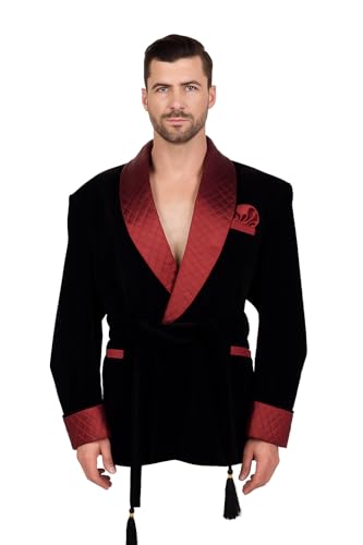 Zainabexports Mens Christmas Party Wear Black Velvet Smoking Jackets Blazers (L)