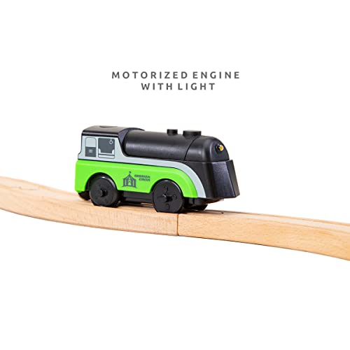 Orbrium 41 Pcs Battery Operated Motorized Light And Sound Circus On Wooden Railway Figure 8 Train Set Compatible With Thomas, Brio, Chuggington, Melissa & Doug #TOP3