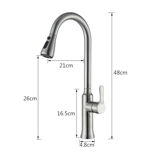Robinet de cuisine en nickel brossé avec bec extractible et mitigeur d'évier pivotant
