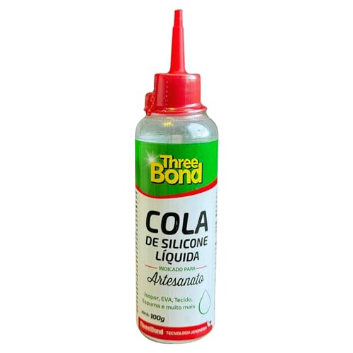 Cola Artesanato Silicone Líquida 100g ThreeBond | EVA, Isopor, Tecido e Papel | Transparente, Sem Manchas | Uso Escolar