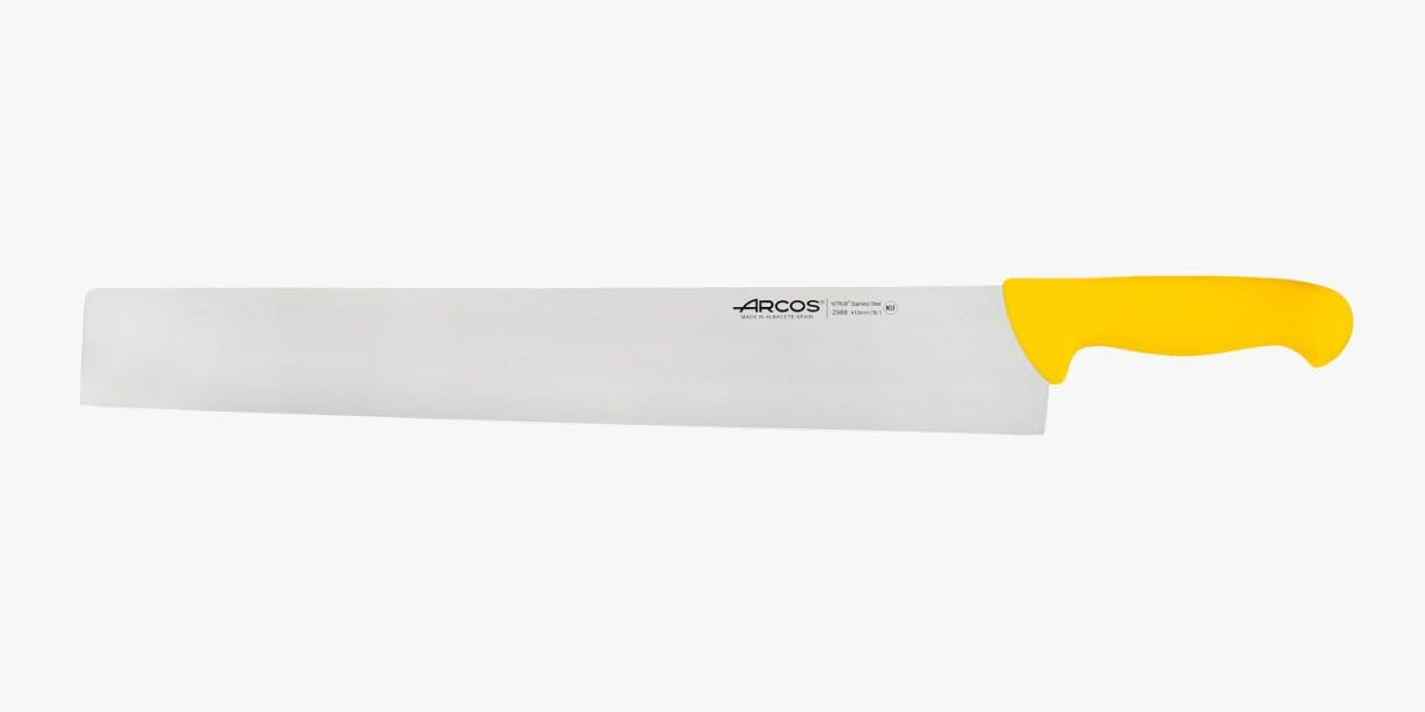 Arcos Serie 2900 - Cuchillo Salami/Queso - Hoja de Acero Inoxidable NITRUM de 410 mm - Mango inyectado en Polipropileno Color amarillo