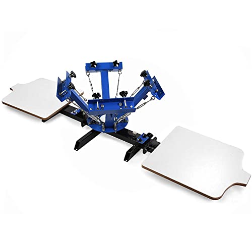 SHZOND Screen Printing Press 4 Color 2 Station Silk Screen Printing Machine 21.7