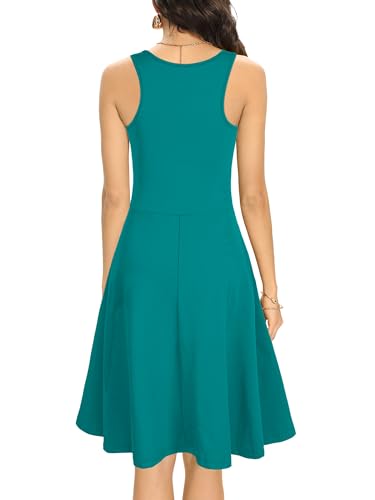 Image of Missufe Women's Sleeveless Racerback Flared Casual Plain Tank Dress