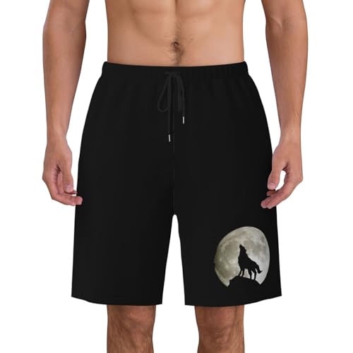 Wolf Howling at The Moon Mens Swim Trunks Quick Dry Board Shorts 7" - Hawaii Beach Swimwear3