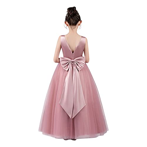 Girls Dress Formal Big Bowknot Backless Tulle Wedding Pageant Gown Princess Birthday Party Prom Ball Gown 5-14Y