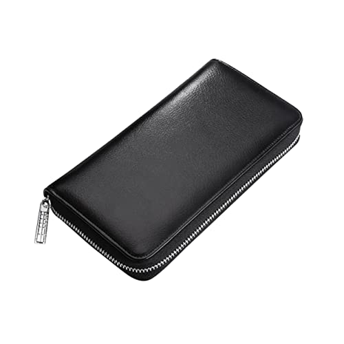 LIFKOME Cowhide Zippered Wallet Theft Card Holder Coin Purse Multiple Pockets Unisex Clutch for Wallet Clutch Credit Card Sleeves