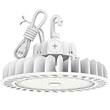 Hyperlite HB-HH-150W-58 Fixture LED High Bay Shop Lighting 5000K 20,250lm CRI>80 1-10V Dimmable 5' Cable with 110V Plug Hanging Hook UL/DLC Approved IP65 for Bran Gas Station, 150W-20, White