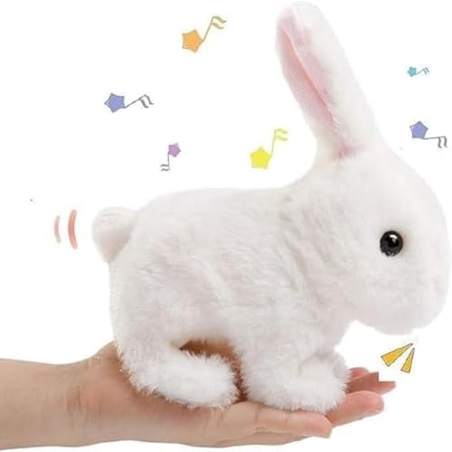 Image of Battery Operated Walking Rabbit Plush Toy with Moving Ears and Sound, AA Battery Powered, On /Off Switch