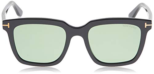 Tom Ford Square Unisex Sunglasses - Green Lens, FT0646-01N- 145 mm