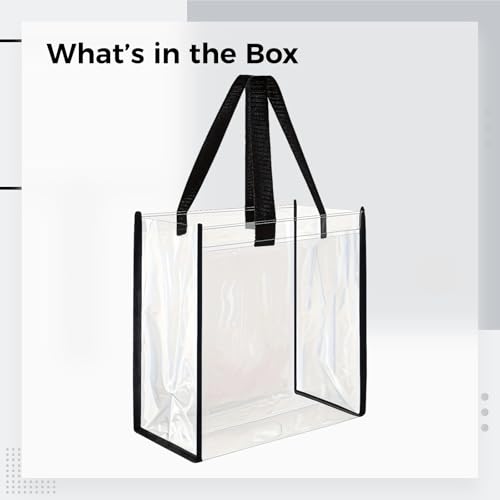10 Pcs Clear Stadium Bags, Waterproof Transparent Tote Bags with Webbing Handles for Concert, Beach, Travel & Shopping, 12 X 12 X 6 Inches4