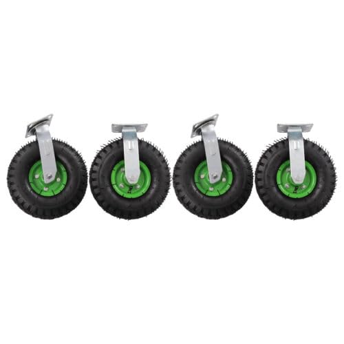 10 inch Heavy Duty Industrial Rubber Caster Wheels 4 Pack Rubber Inflatable Wheels Pneumatic Air Tire Wheels Swivel Locking Farm Cart Caster - Thumbnail 3