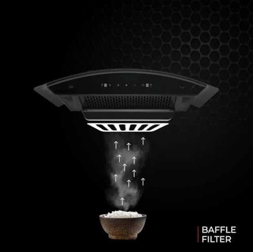 Image of Topaz DLX Kitchen Chimney, 90 cm, 209W, 1500 m /Hr, Touch Control, LED Illumination