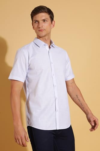 Image of FYLTR Men's Regular Fit Shirt - Half Sleeve | Contrast Placket | Regular Collar | Formal Shirts for Men