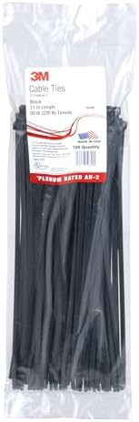 3M Cable Tie CT11BK50-C, Black, 50 lb, 11", Bag of 100 Nylon Cabl...