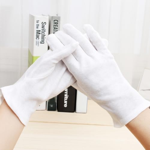 Guantes de algodón blancos (12 pares) reutilizables para trabajo y hogar 5