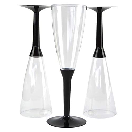 DUE ESSE S.N.C. DI SABATINI ALDO & C. 100 copas de champán base negra + 100 copas de vino o agua, base negra para componer, ideales para fiestas, fiestas, eventos, aperitivos