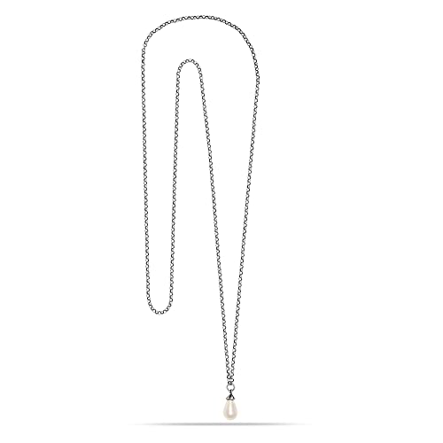 Image of LeCalla 925 Sterling Silver Pearl Necklace for Women | Pearl Pendant Necklace, CZ Adjustable Chain Necklace, Bridal Wedding Jewelry, Daily Wear Fashion Jewelry Gift for Women