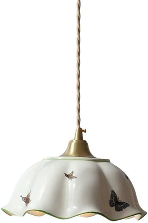 Lámpara colgante de cerámica vintage nórdica de latón de mediados de siglo para mesita de noche, comedor, cocina, isla, dormitorio, enchufes E27E26