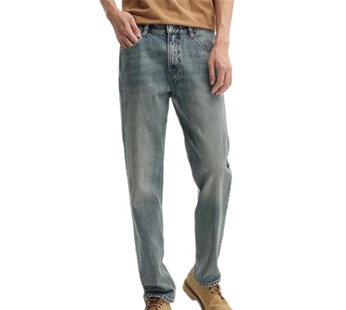 Men Straight Jeans High Waist Slim Fit Long Denim Pants Outdoor Vintage Casual Streetwear