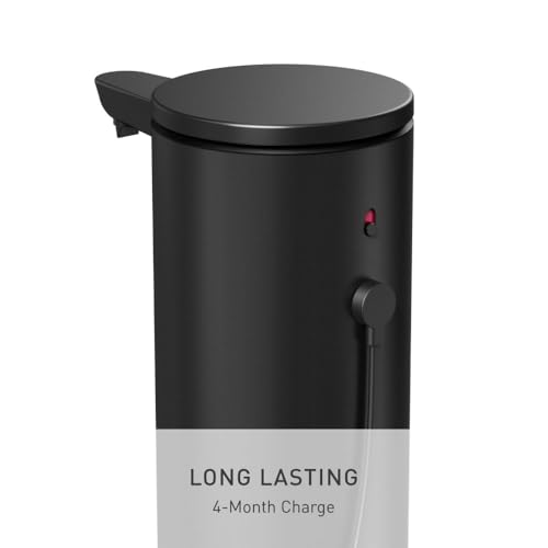 Image of simplehuman Liquid Sensor Pump, 9 oz Automatic Soap Dispenser for Kitchen and Bathroom, Touchless Motion Sensor, Variable Dispense, Rechargeable, No-Drip Spout, High-Grade Matte Black Steel