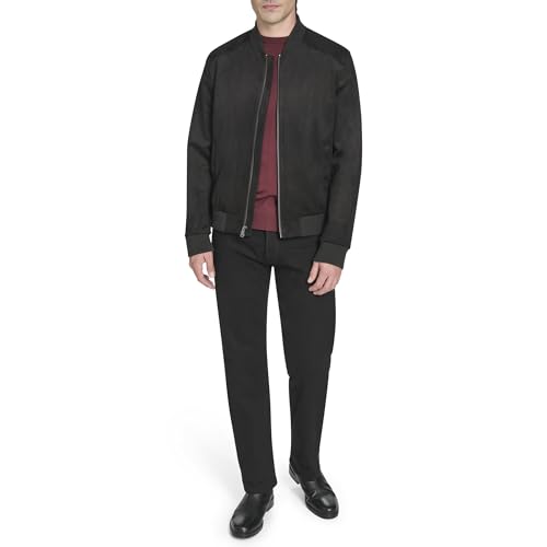 Image of Cole Haan Men's Rib Knit Collar Fully Lined Faux Suede Jacket