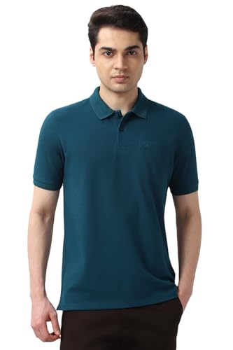Image of Peter England Men's Cotton Maze Geometric Print Polo T-Shirt - Casual Wear | Modern & Stylish