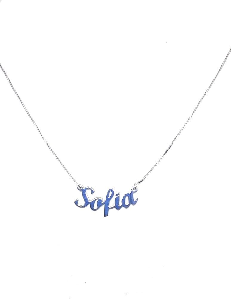 Collar unisex con nombre, de plata 925 % hipoalergénica, fabricado en Italia, M, Plata esterlina, Plata