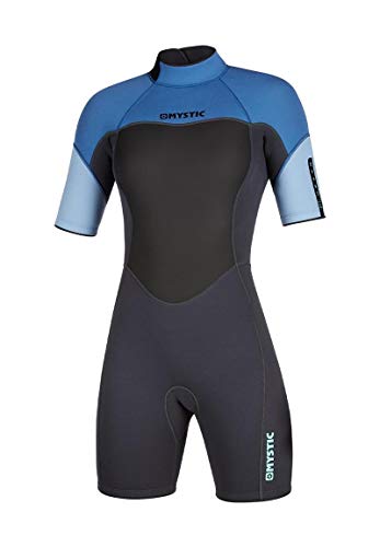Mystic Watersports - Surf Kitesurf & Windsurfing Womens 3/2mm Back Zip Shorty Wetsuit - Menthol Blue - Easy Stretch