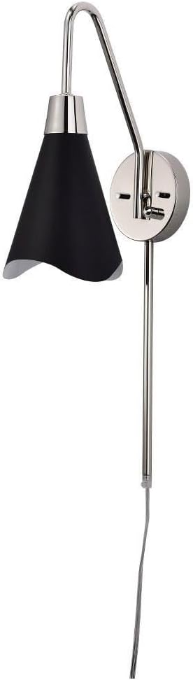 Nuvo Lighting 45923674693 One Light Wall Sconce, Matte Black/Polished Nickel