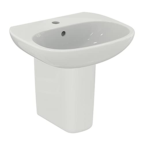 Image of Ideal Standard Tesi 50cm Semi Pedestal Bathroom Sink/Basin, 1 Tap Hole, T009901, White