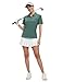 BGOWATU Women's Short Sleeve Golf Polo Shirts Collared Quarter Zip Tennis Tank Tops UPF 50+ Quick Dry Lightweight Gray Green M