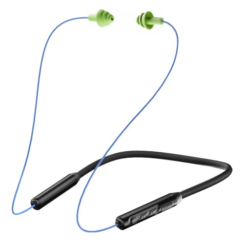Image of MIPEACE Bluetooth Earplug Headphones, Neckband Wireless Earbuds earplugs-29db Noise Reduction isolating in-Ear earplug Earphones with Controls,IPX6 sweatproof,20+Hour Battery (Blue Green)