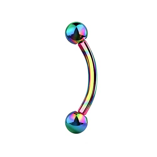 Jewel Barrel Piercing Arcade Anodisé, Sourcil Banane Boucles d'oreilles Barbell Incurvé Courbé Rook, Daith Bijoux de Corps, Taille 16g (1,2 mm) Barre 6 mm/8...