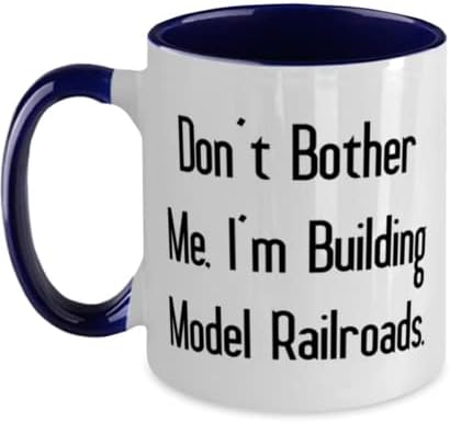 Don't Bother Me, I'm Building Model Railroads. Two Tone 11oz Mug, Model Railroads Cup, Reusable Gifts For Model Railroads image 3