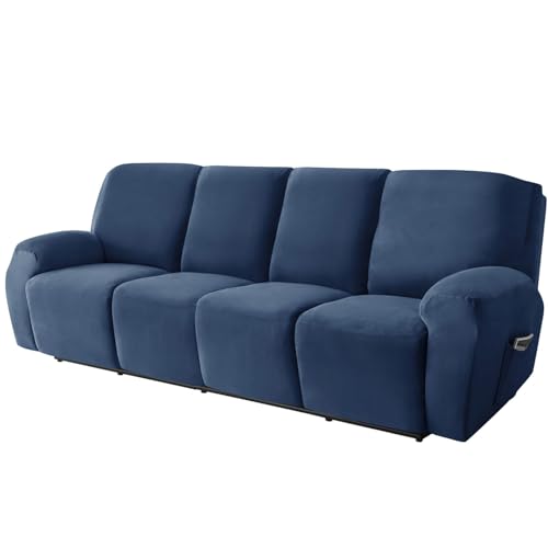 Housses de fauteuil lavables en velours bleu marine premium pour canapé relax - 2