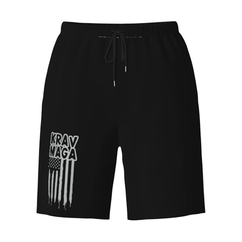 Krav MAGA American Flag Mens Swim Trunks Quick Dry Board Shorts 7" - Hawaii Beach Swimwear3