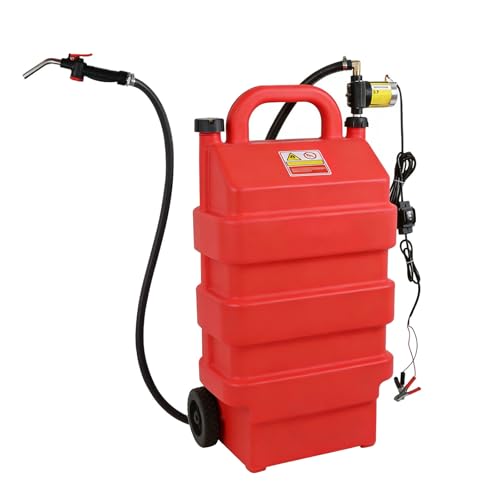 16 Gallon Fuel Caddy, Portable Diesel Transfer Tank & 12V Gasoline Fuel Transfer Pump with Forward and Reverse Pumping for Gasoline, Diesel, Kerosene & More