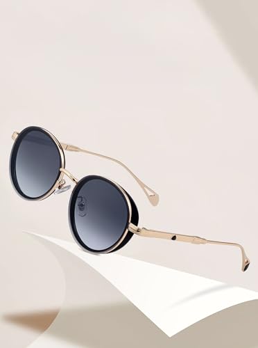 Fashion Sunglasses Mens Womens Metal Frame Round Shades, 56mm UV 400 Protection Circular Sun Glasses(2A409)4