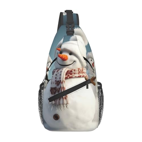 Happy Snowman Mochila Pecho Cruzada Negra miniatura 1
