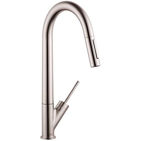 AXOR Starck Stainless Steel High Arc Kitchen Faucet, Kitchen Faucets with Pull Down Sprayer, Faucet for Kitchen Sink, Magnetic Docking Spray Head, Stainless Steel Optic 10821801 Cover