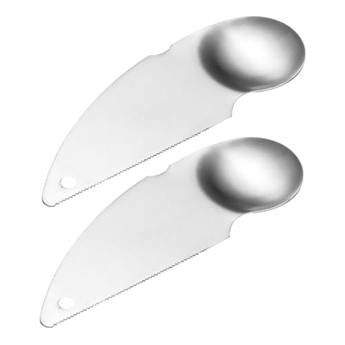 Alipis Cuchara Cortadora De Kiwi y Frutas Acero Inoxidable 304, Pelador y Extractor De Pulpa Doble Función, Utensilio De Cocina Para Aguacate y Kiwi, Set 2 Piezas